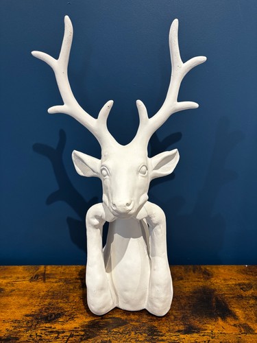 Stag white bust - white, figure