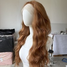 Synthetic Hair Ginger Brown Lace Front Wigs Natural Women Long Wavy