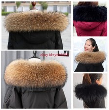Unisex Raccoon Fur 100% Real Fur Scarf Trim For hood jacket cap collar Coat Neck