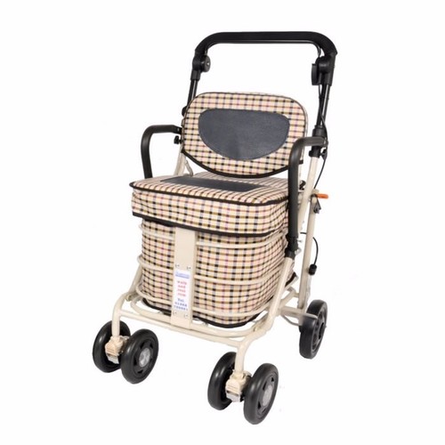 Shopping trolley with seat - with,