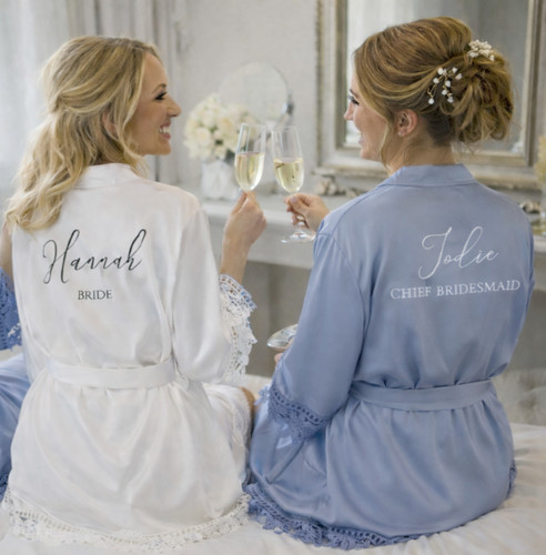 Satin bridesmaid robe - satin,