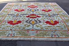 Vintage Traditional Hand Made Turkish Oushak Oriental Wool Blue Carpet 369x300cm