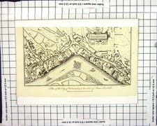 Old Antique Print Map 1813