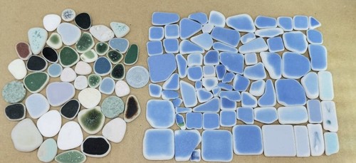 Sea glass pottery tile from - glass,