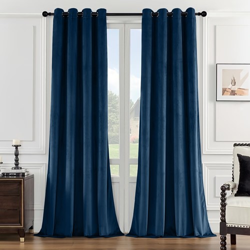 Pair velvet curtains eyelet - pair,