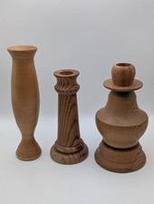 Set of 3 Wooden Candle Holders - Hand Turned 