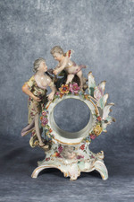 Antique Volkstedt Marked Porcelain Allegorical Cherub Putti Mantel Clock Case