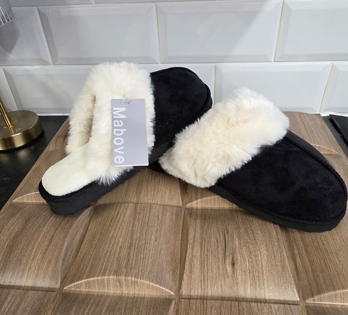Ladies fluffy mule slippers - fluffy,