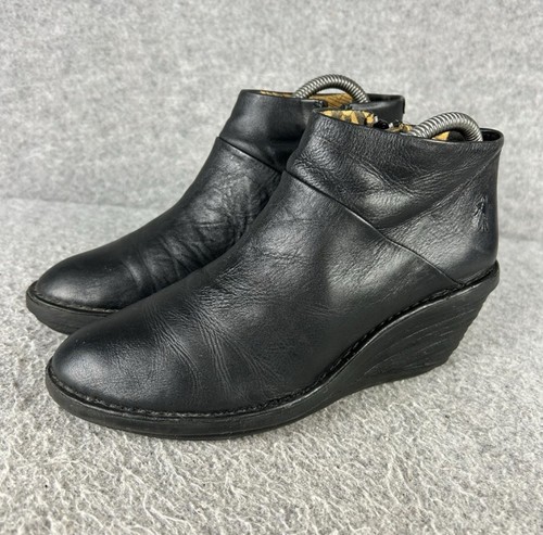 Fly london black leather ankle - leather,