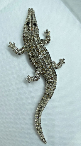 Large silver tone alligator - tone,