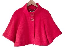 KEW 159 Mohair Jacket Size 14 Red Alpaca Wool Blend Cape Bolero Shrug Fluffy NEW