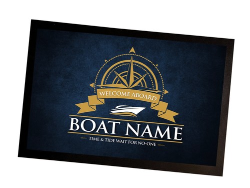 Personalised boat mat blue - boat,
