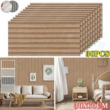 30 PACKS 30x60CM WOOD SLAT PVC WALL PANELS KITCHEN BATHROOM SELF-ADHESIVE DECOR