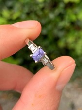 18ct gold diamond tanzanite baguette cut  ring
