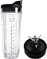 Flip Top to-go Lid and 32OZ Cup and 7 Fins Blade for Compatible with Nutri Ninja