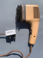 Vintage Brown Plastic Braun Hair Dryer 70s Retro, with brush. Working order