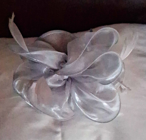 Silver organza mesh feather - mesh,