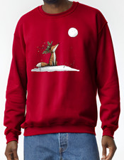 Fox & Moon Christmas Jumper or T-Shirt Printed Sweatshirt Premium Gildan Red
