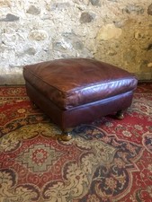 Brown Leather Footstool