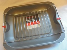 Vintage Morrisons Cooks Range Non Stick Roaster Chrome Rack Tin Baking Tray