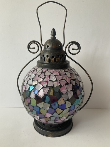 Mosaic glass lantern metal - mosaic,