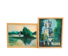 2X VINTAGE ART LARGE FRAMED