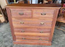 Antique Edwardian square walnut 2 over 3 chest of drawers fluted columns