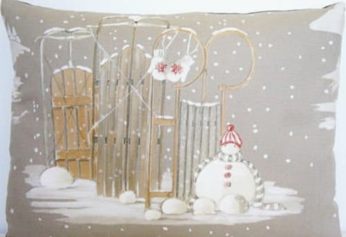 Snowman cushion cover sledge - snowman,