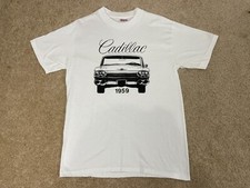 Vintage Hanes T-Shirt Mens Medium Heavyweight 50/50 1959 Cadillac White