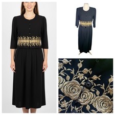 Black Dress Size 18 KARIS KORNER  1980’s Gold Embroidered Prop Film TV  Wardrobe