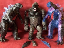 3 X Godzilla King Kong Figures 2020 Battle Damage Legendary Playmates  6"