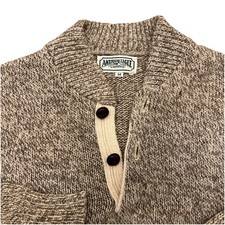 Vintage 80’s American Eagle Wool Knit Fisherman Sweater Beige Tweed Men’s Medium