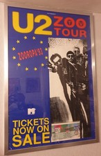 ORIGINAL U2  1993 ZOOROPA ZOO TV LEEDS Poster 78cm x 53cm Large + UNUSED TICKET