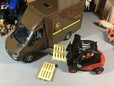 Bruder 1:16 U.P.S. Mercedes-Benz Delivery Van with Linde Forklift Truck.