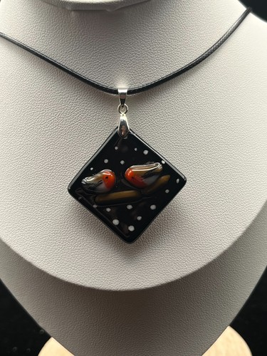 Fused glass robin christmas - glass,