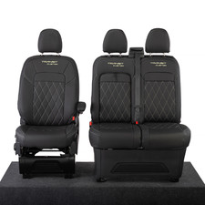FORD TRANSIT CUSTOM FRONT SEAT COVERS LEATHERETTE WITH LOGO (2023 ONWARDS) 1274