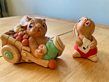 1970s Vintage Pendelfin Rabbits, Barrow Boy & Rolly - 2 Piece Set Figurine