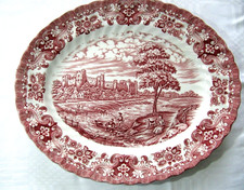 British Anchor Pink "Olde Country Castles" Oval Platter - 12.8"