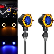 2x Motorcycle Parts LED Turn Signal Light Accessories For Amber& Blue Lamp Decor