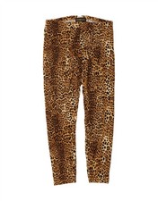 POMPOOS Womens Leggings EU 44 XL Brown Animal Print Viscose PN01
