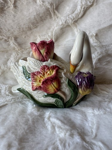 Vintage porcelain swan bird - porcelain,