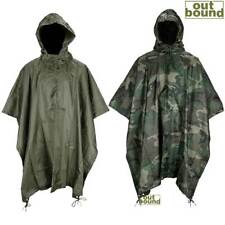 Waterproof Poncho Army Military Style Camo Olive Hiking Coverall Top Ripstop New