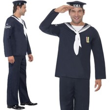 Mens Sailor Fancy Dress Costume Naval Seaman Outfit Navy by Smiffys