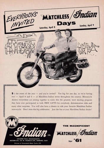 1961 indian motorcycle - motorcycle, ad