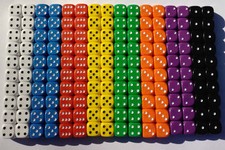 20 of Opaque Six Sided Spot Dice, size 16mm - D6 RPG -  Game Dice - Wargaming