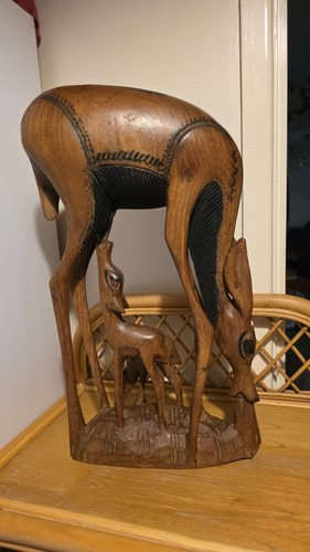 Antique wooden antelope - wooden,