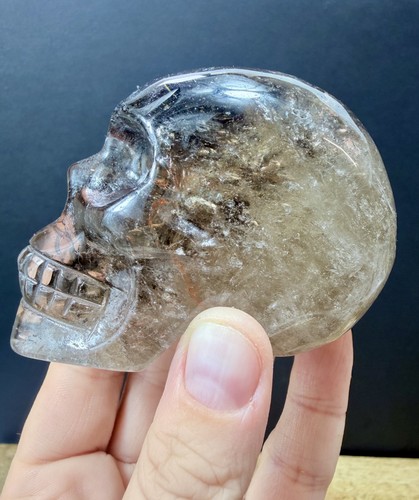 Crystal smoky quartz skull - quartz,