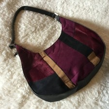 Claire Langford Vintage 1990s / 2000s Handbag Geometric Mod Purple Black Fur