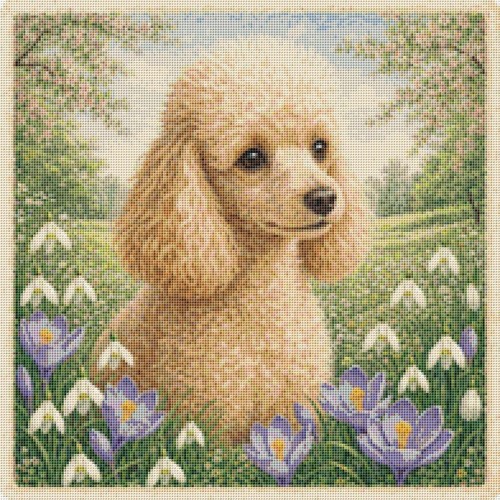 Toy poodle puppy dog - poodle, spring
