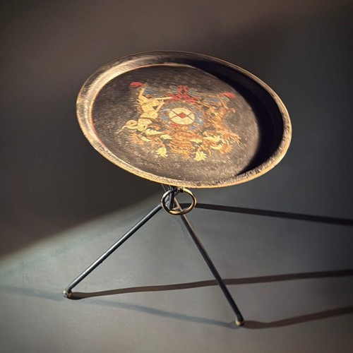 Antique metal folding table - metal,